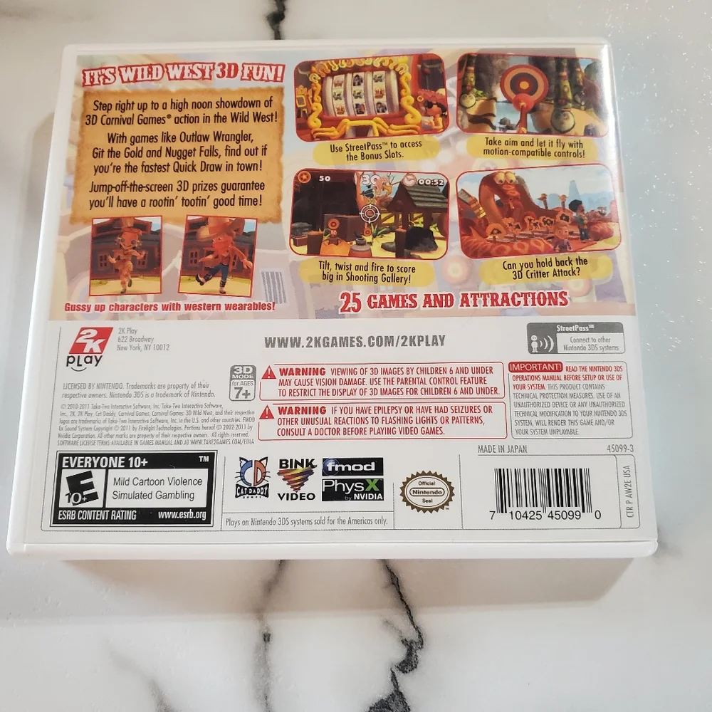 Carnival Games: Wild West Nintendo 3DS Video Game  *TESTED*